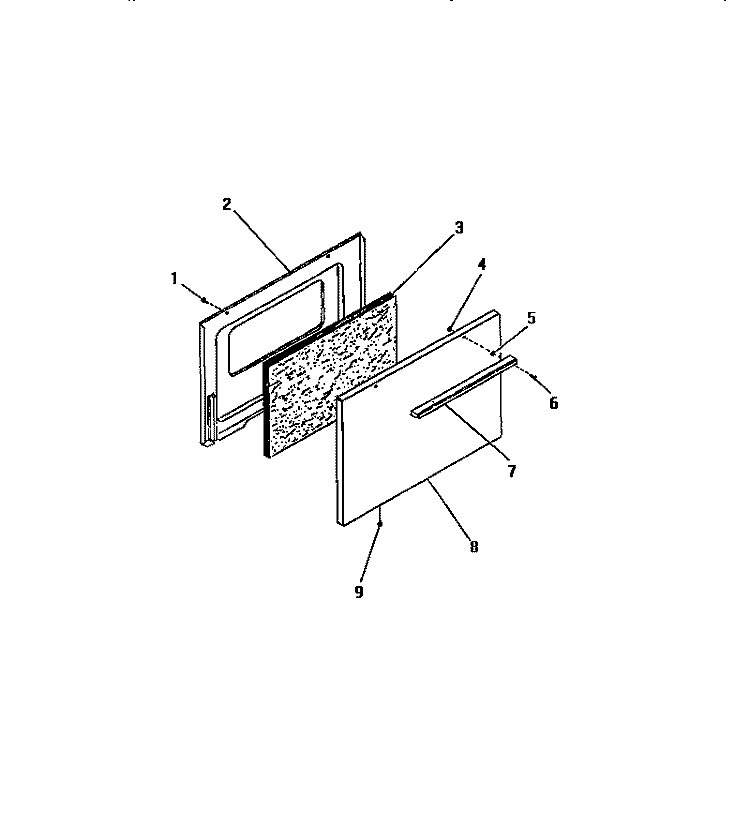 OVEN DOOR, PANELS Diagram and Parts List for G30CW0  Frigidaire Range