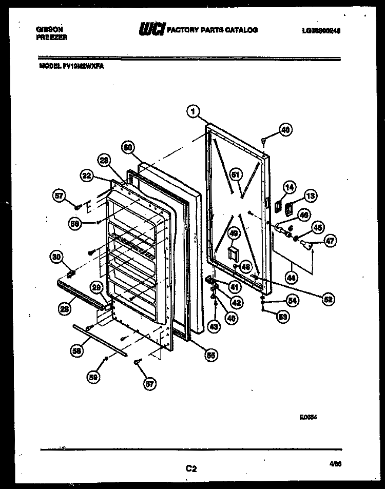 DOOR PARTS Diagram and Parts List for FV19M2WXFA  Gibson Freezer
