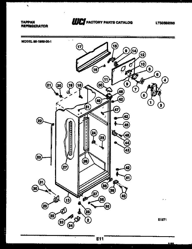 CABINET PARTS Diagram and Parts List for 95-1999-57-01  Tappan Refrigerator