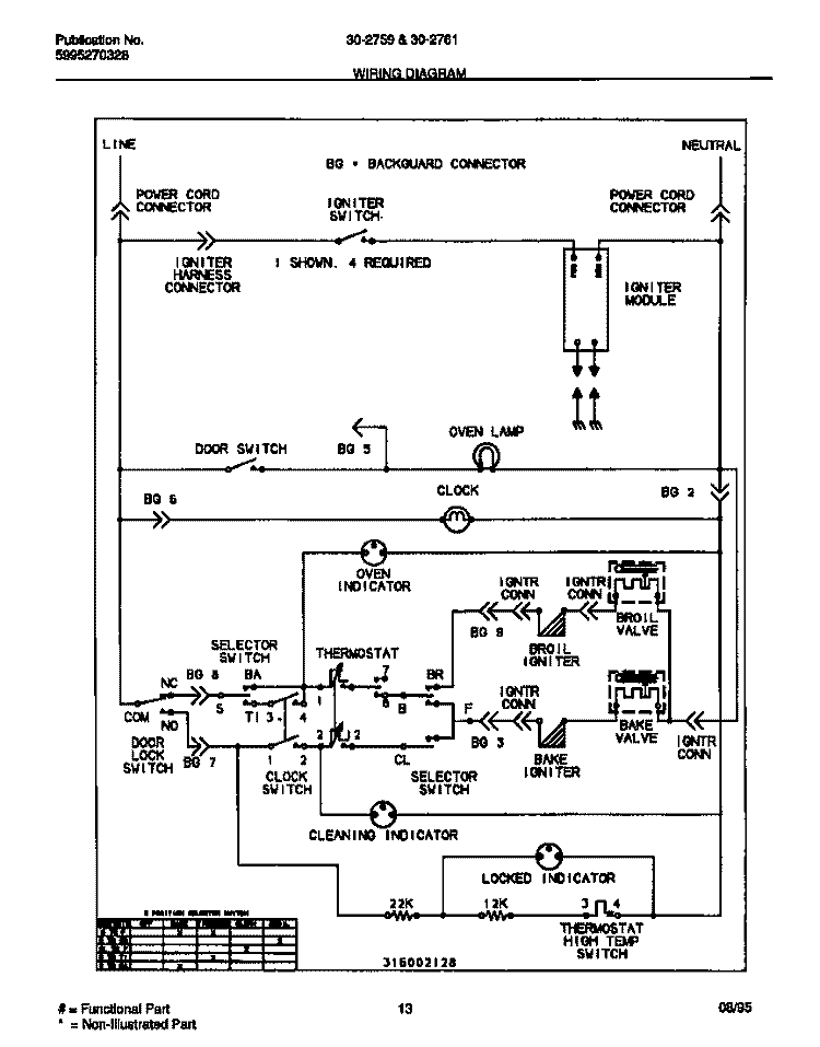 WIRING DIAGRAM Diagram and Parts List for 30-2759-00-10  Tappan Range