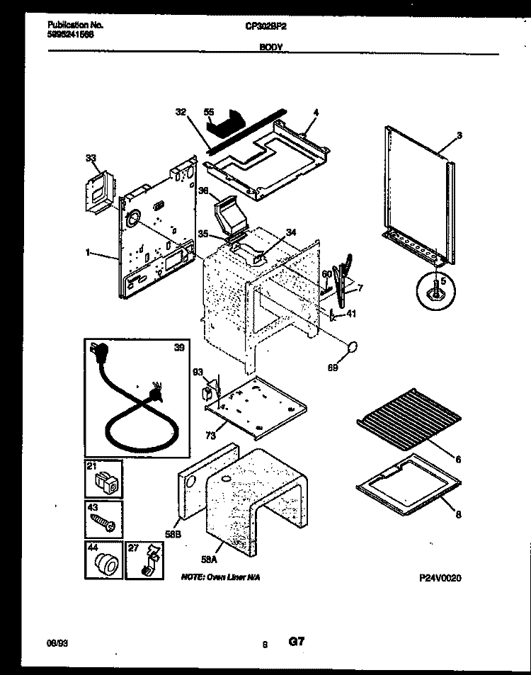 BODY PARTS Diagram and Parts List for CP302BP2W2  Frigidaire Range