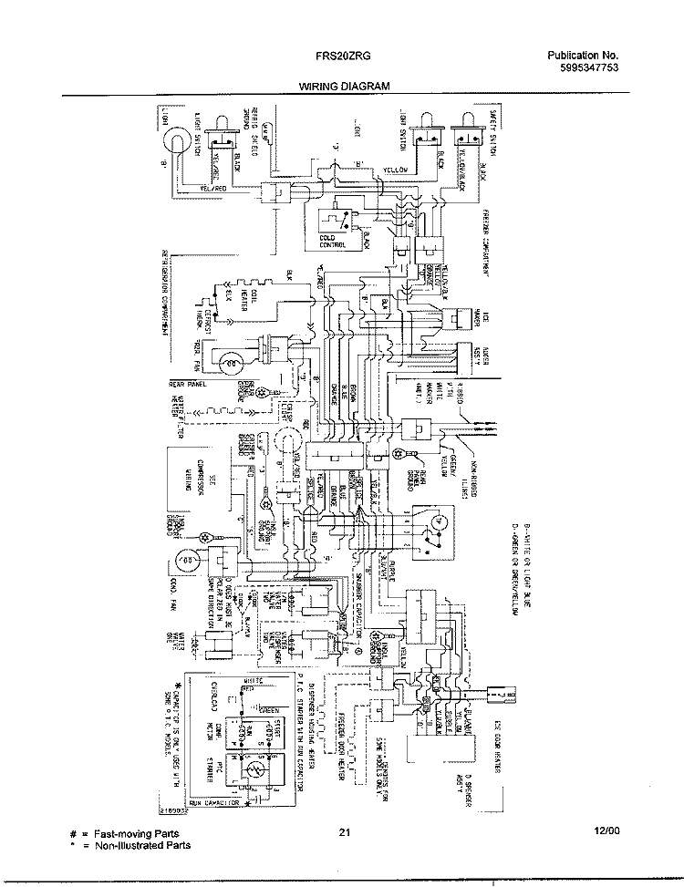 WIRING DIAGRAM Diagram and Parts List for FRS20ZRGWA  Frigidaire Refrigerator