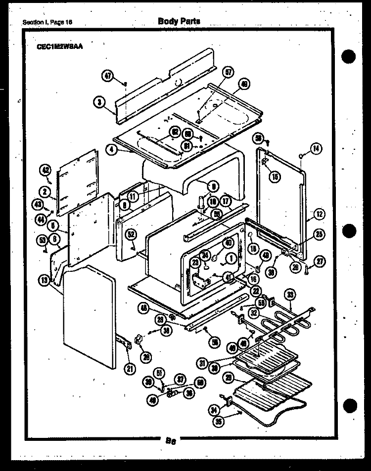 BODY PARTS Diagram and Parts List for CEC1M2WSAA  Gibson Range