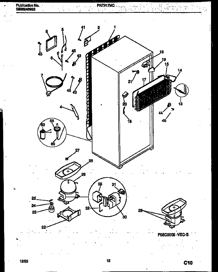 SYSTEM AND AUTOMATIC DEFROST PARTS Diagram and Parts List for PRT217MCH3  Frigidaire Refrigerator