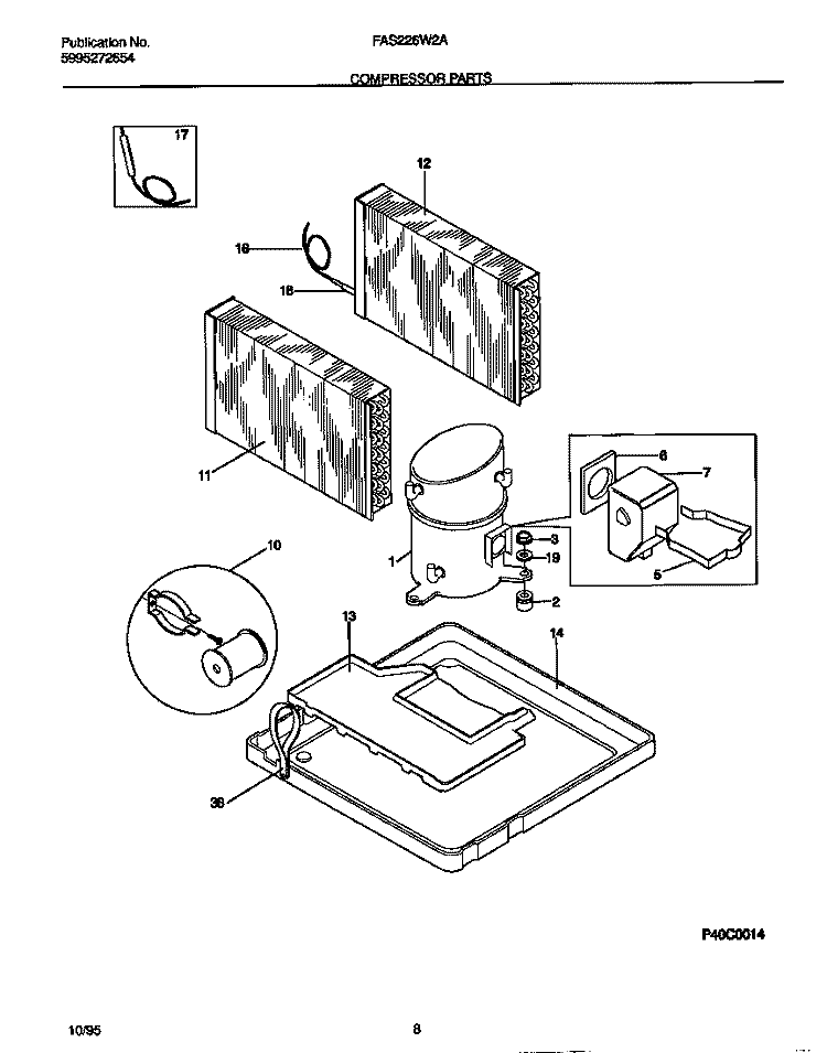 COMPRESSOR PARTS Diagram and Parts List for FAS226W2A2  Frigidaire Air Conditioner