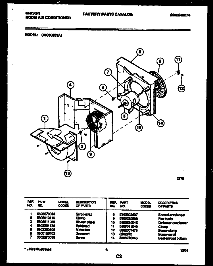 AIR HANDLING PARTS Diagram and Parts List for GAC068S7A1  Gibson Air Conditioner
