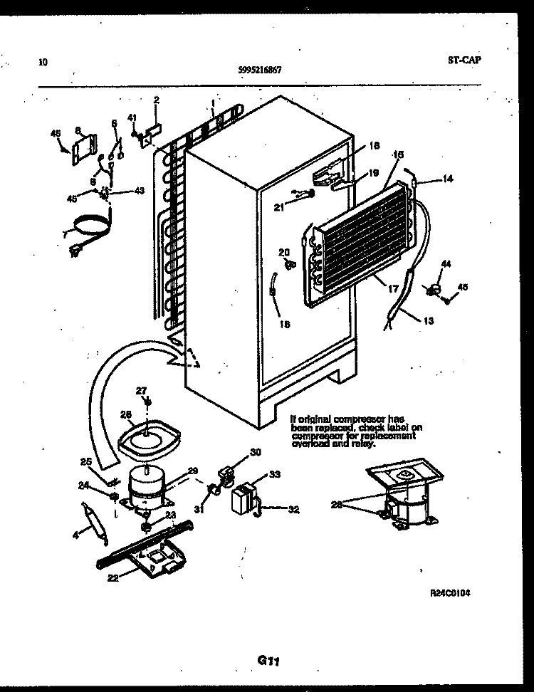 SYSTEM AND AUTOMATIC DEFROST PARTS Diagram and Parts List for RT173MLW1  Frigidaire Refrigerator