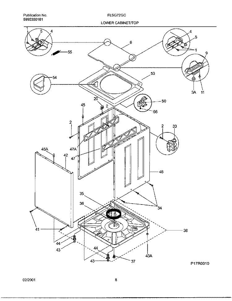 WSHR CAB, TOP Diagram and Parts List for FLSG72GCSTA  Frigidaire Washer Dryer Combo
