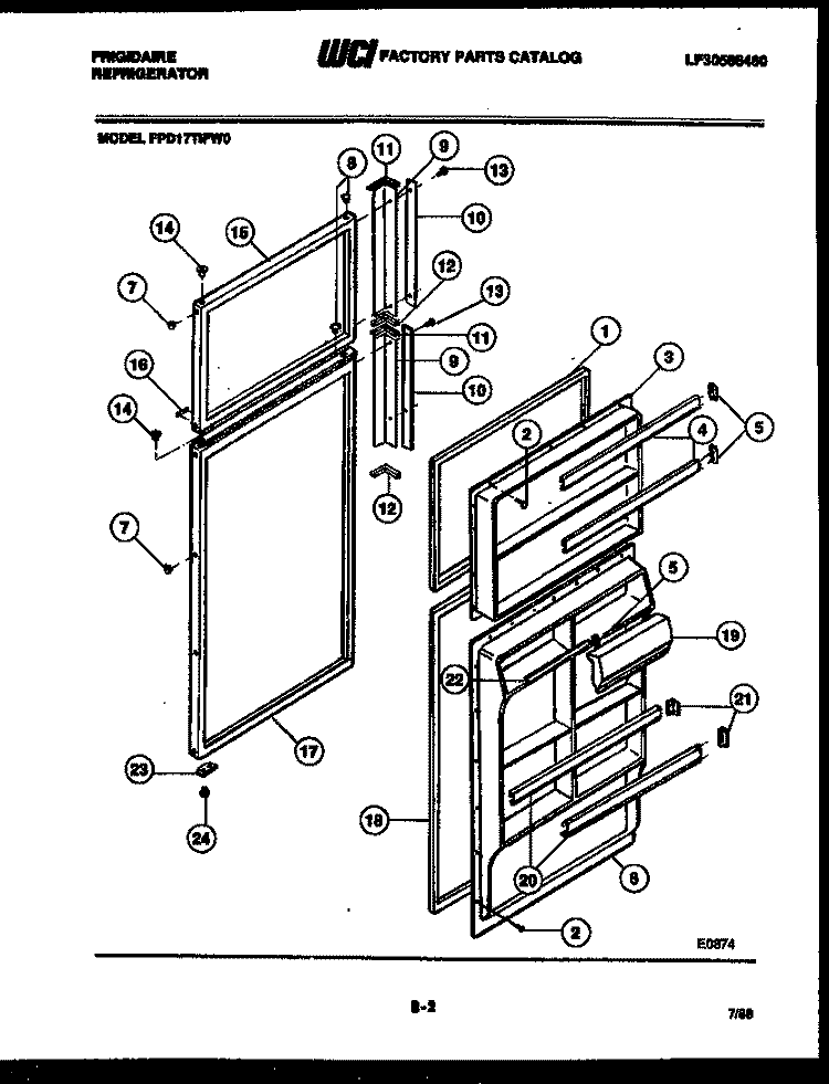 DOOR PARTS Diagram and Parts List for FPD17TIFA0  Frigidaire Refrigerator