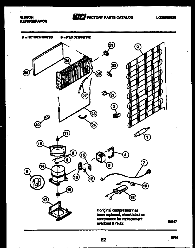 SYSTEM AND AUTOMATIC DEFROST PARTS Diagram and Parts List for RD21F9WT3D  Gibson Refrigerator