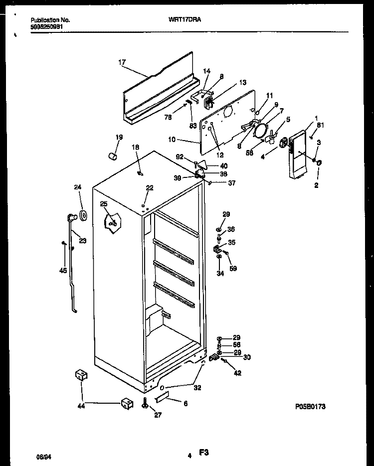 CABINET PARTS Diagram and Parts List for WRT17DRAD0  Frigidaire Refrigerator