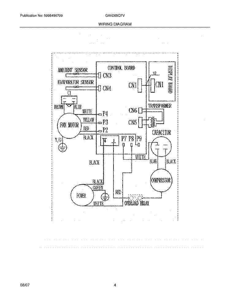 WIRING DIAGRAM Diagram and Parts List for GAK085Q7V2  Gibson Air Conditioner