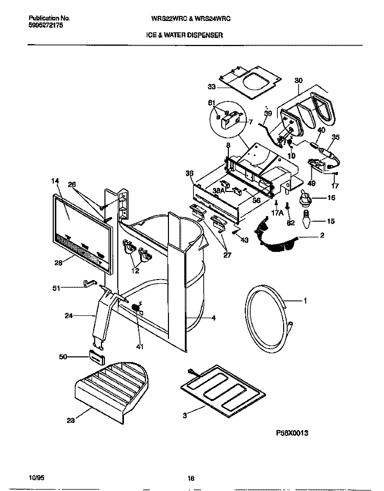 ICE & WATER DISPENSER Diagram and Parts List for WRS22WRCW1  Frigidaire Refrigerator