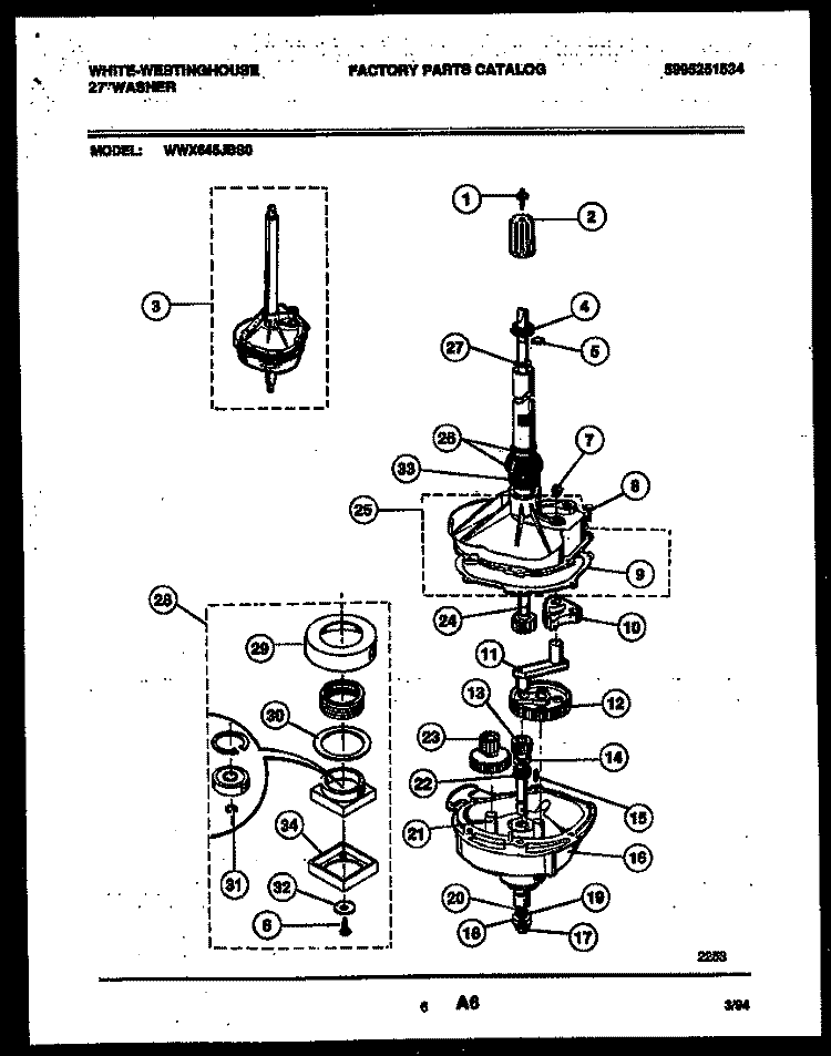 TRANSMISSION PARTS Diagram and Parts List for WWX645JBS0  Frigidaire Washer