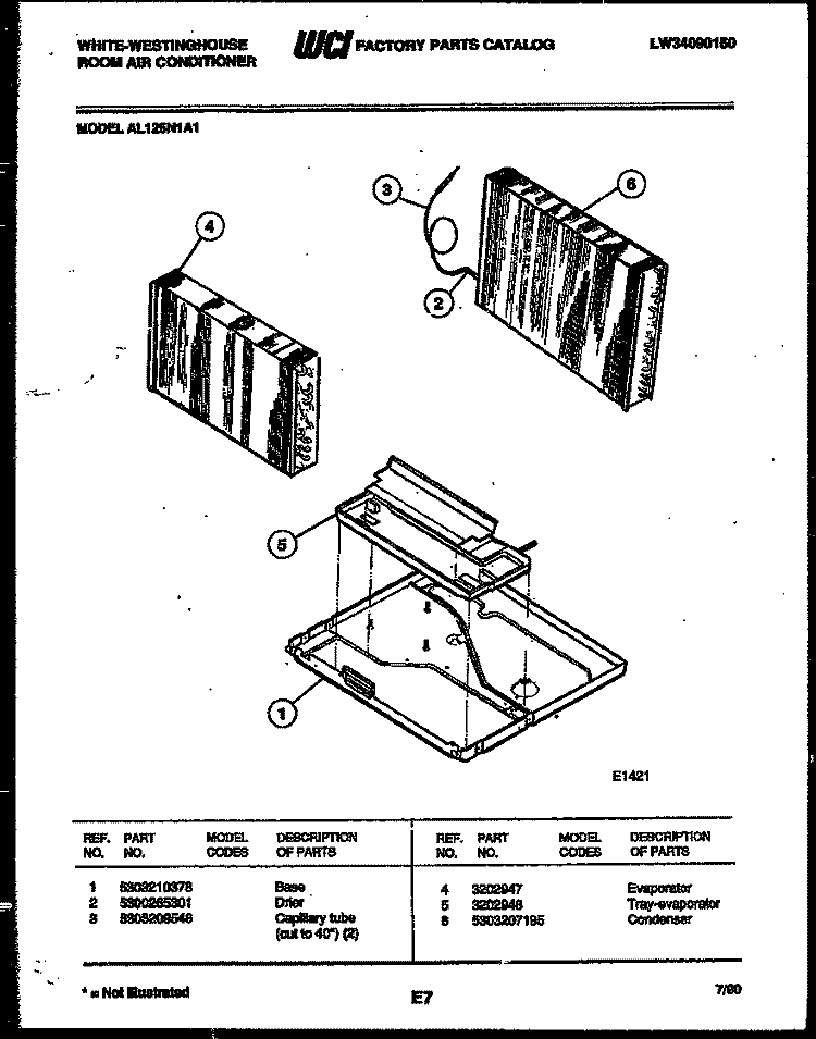 UNIT PARTS Diagram and Parts List for AL125N1A1  Frigidaire Air Conditioner