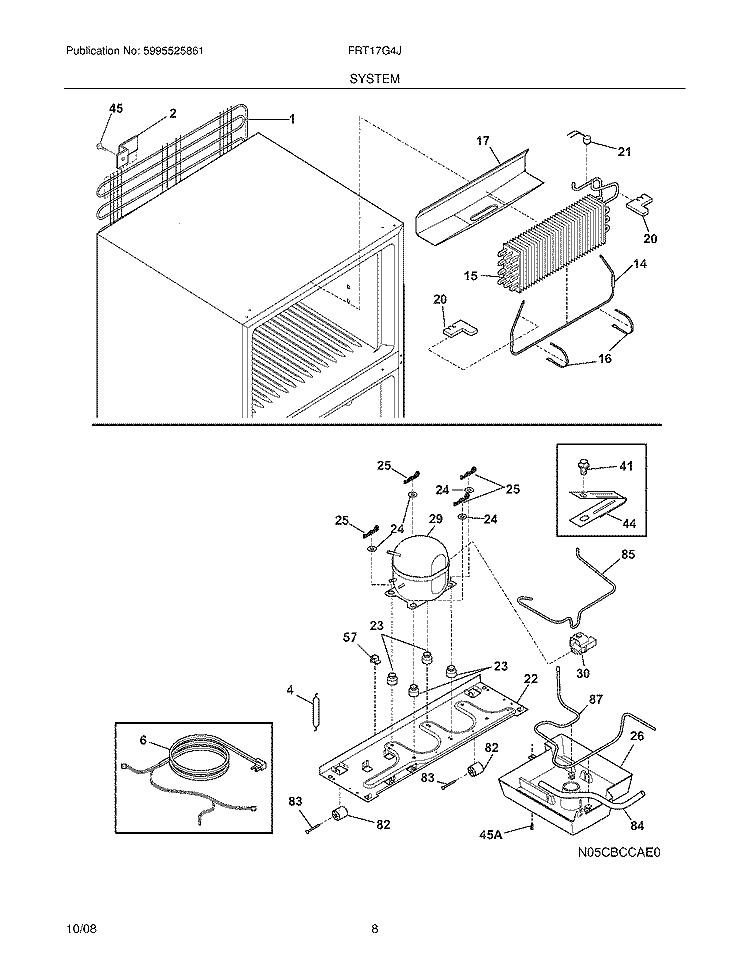 SYSTEM Diagram and Parts List for FRT17G4JW2  Frigidaire Refrigerator
