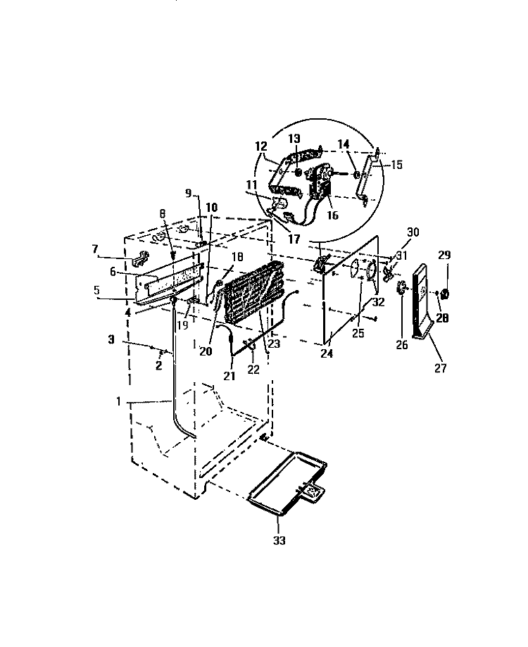 EVAPORATOR, FAN ASSY. Diagram and Parts List for RT175GCF1  Frigidaire Refrigerator