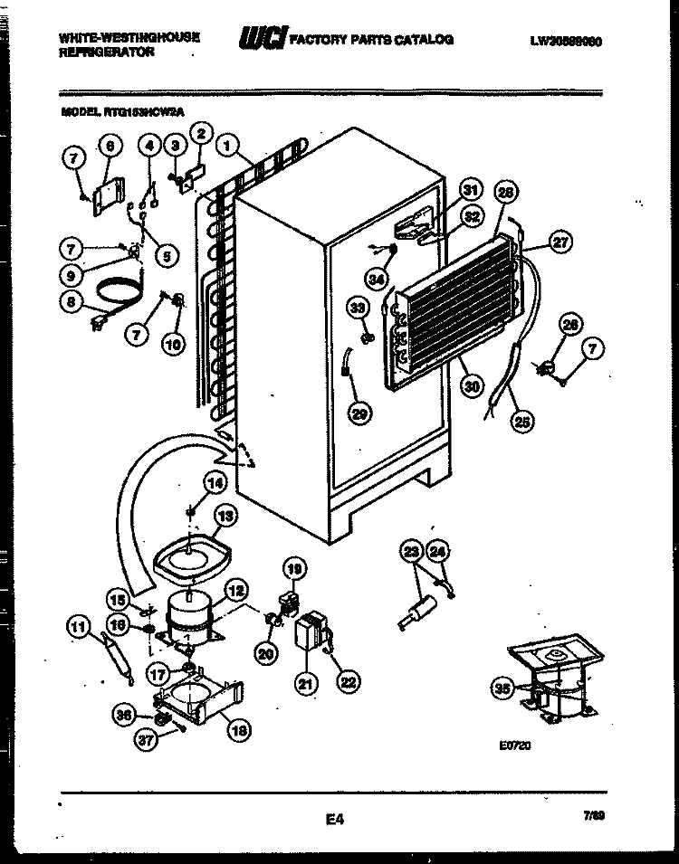 SYSTEM AND AUTOMATIC DEFROST PARTS Diagram and Parts List for RTG153HCH2A  Frigidaire Refrigerator