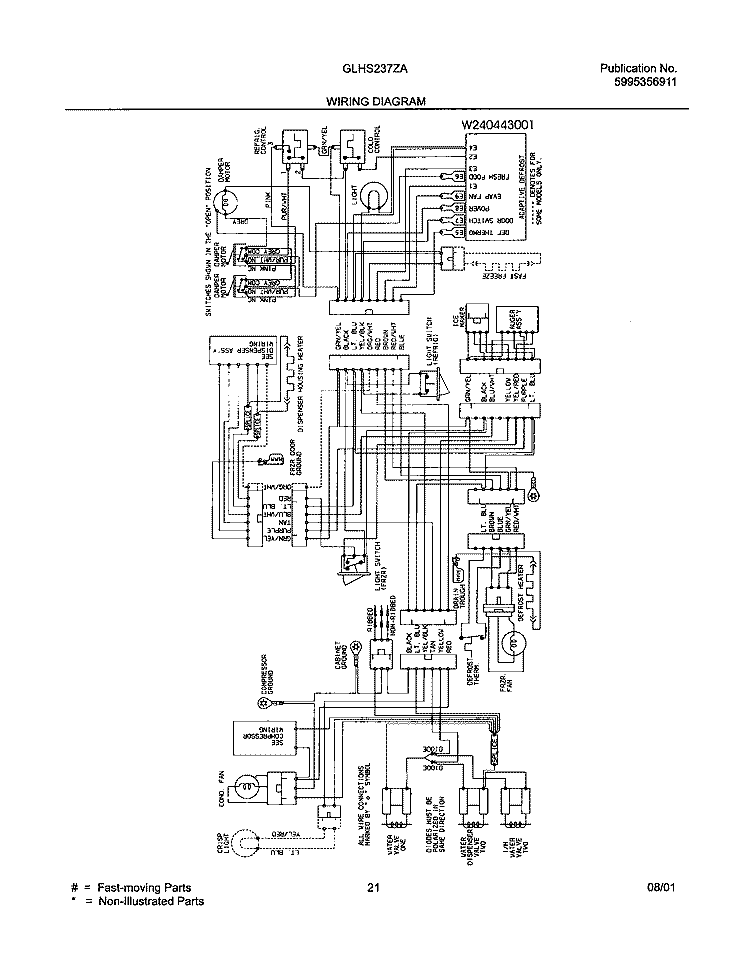 WIRING DIAGRAM Diagram and Parts List for GLHS237ZAQ1  Frigidaire Refrigerator