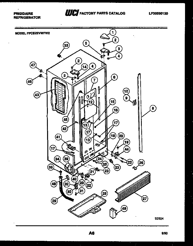 CABINET PARTS Diagram and Parts List for FPCE22VWFL2  Frigidaire Refrigerator