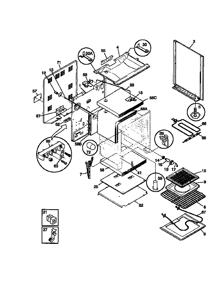 BODY Diagram and Parts List for FEF322CCTB  Frigidaire Range