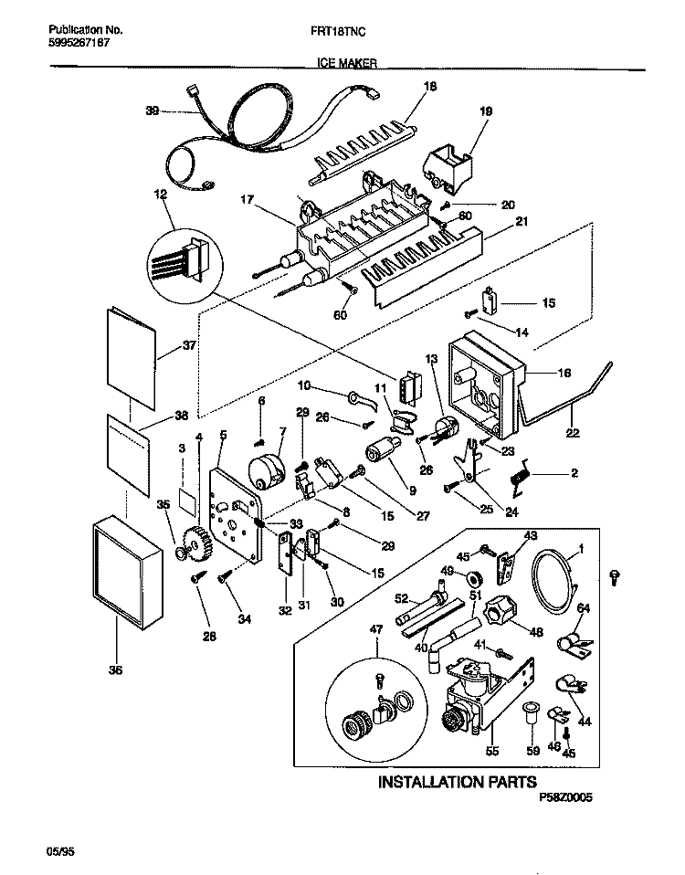 ICE MAKER Diagram and Parts List for FRT18TNCD0  Frigidaire Refrigerator