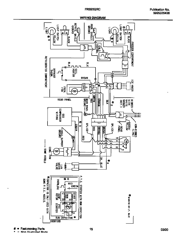 WIRING DIAGRAM Diagram and Parts List for FRS20QRCD7  Frigidaire Refrigerator