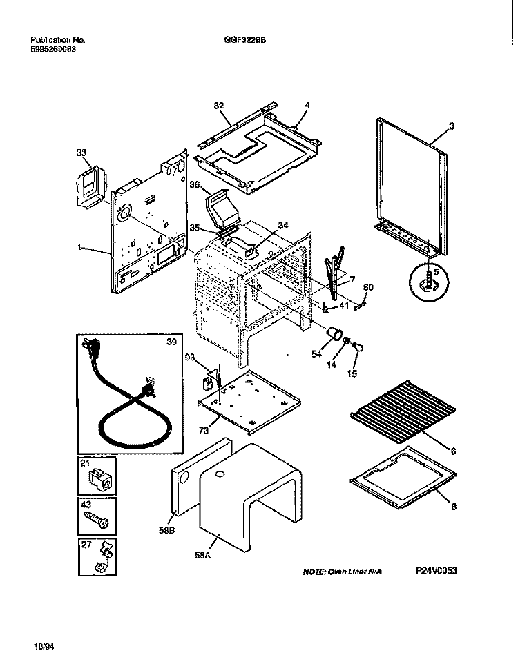 BODY Diagram and Parts List for GGF322BBDA  Gibson Range