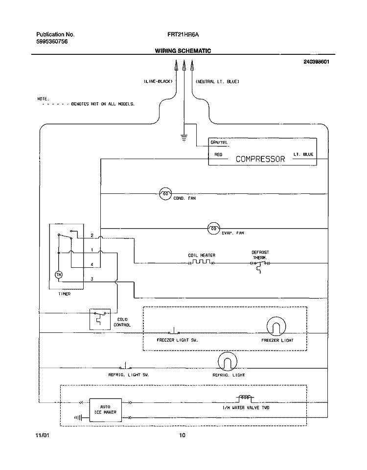 WIRING SCHEMATIC Diagram and Parts List for FRT21HR6AB1  Frigidaire Refrigerator