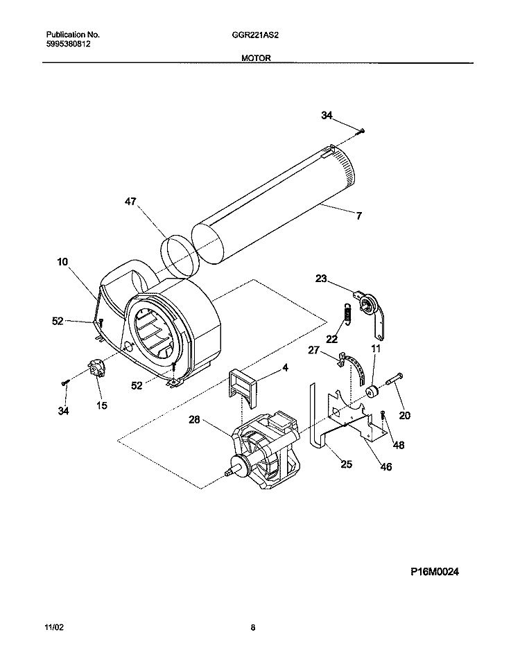MOTOR Diagram and Parts List for GGR221AS2  Gibson Dryer