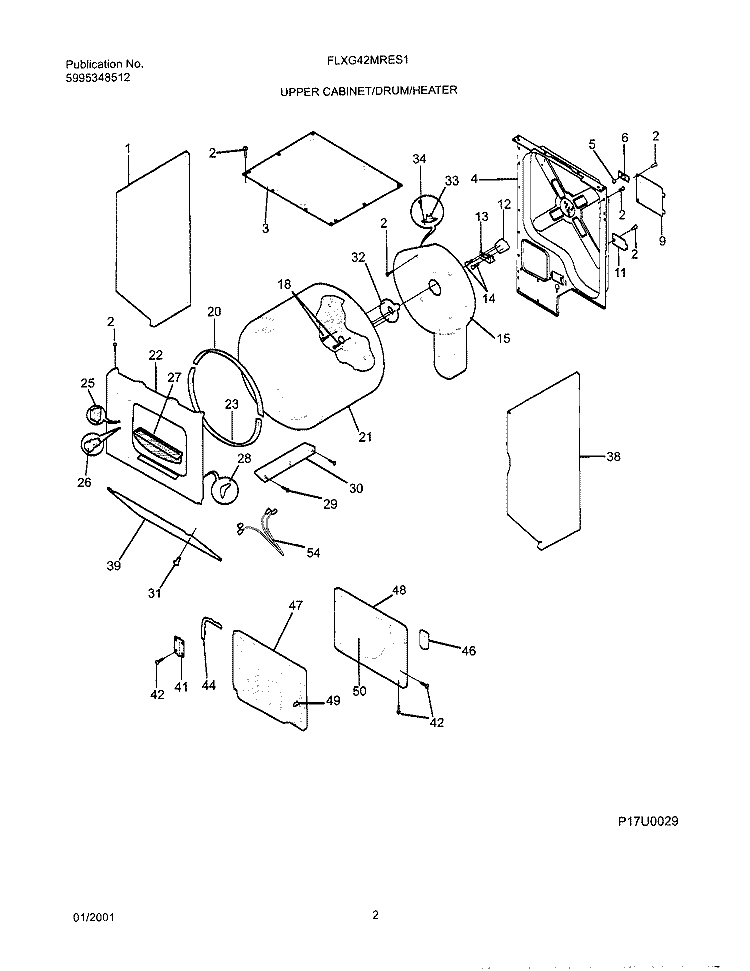 DRY CAB, DRM, HTR Diagram and Parts List for FLXG42MRES1  Frigidaire Washer Dryer Combo