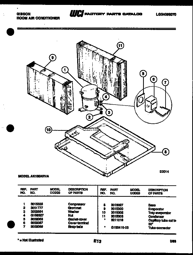 SYSTEM PARTS Diagram and Parts List for AK18E4RVA  Gibson Air Conditioner