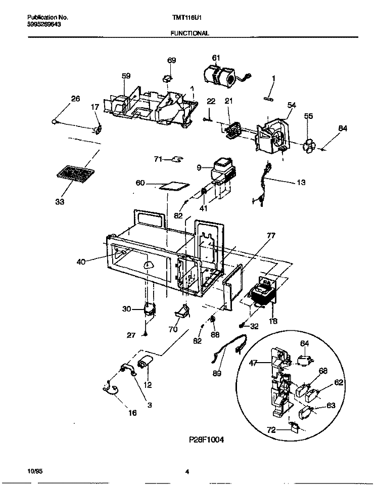 FUNCTIONAL Diagram and Parts List for TMT116U1B0  Tappan Microwave
