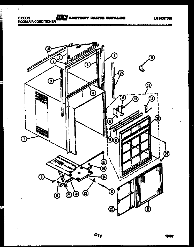 CABINET PARTS Diagram and Parts List for AS10C6STNA  Gibson Air Conditioner