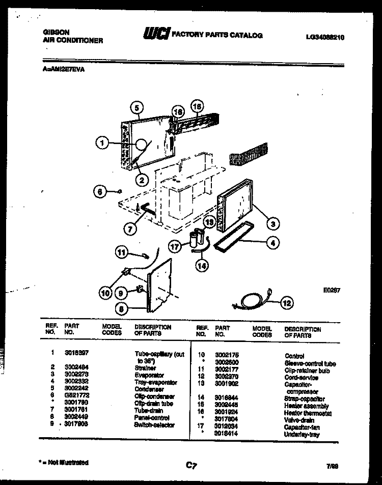 ELECTRICAL PARTS Diagram and Parts List for AM12E7EVA  Gibson Air Conditioner