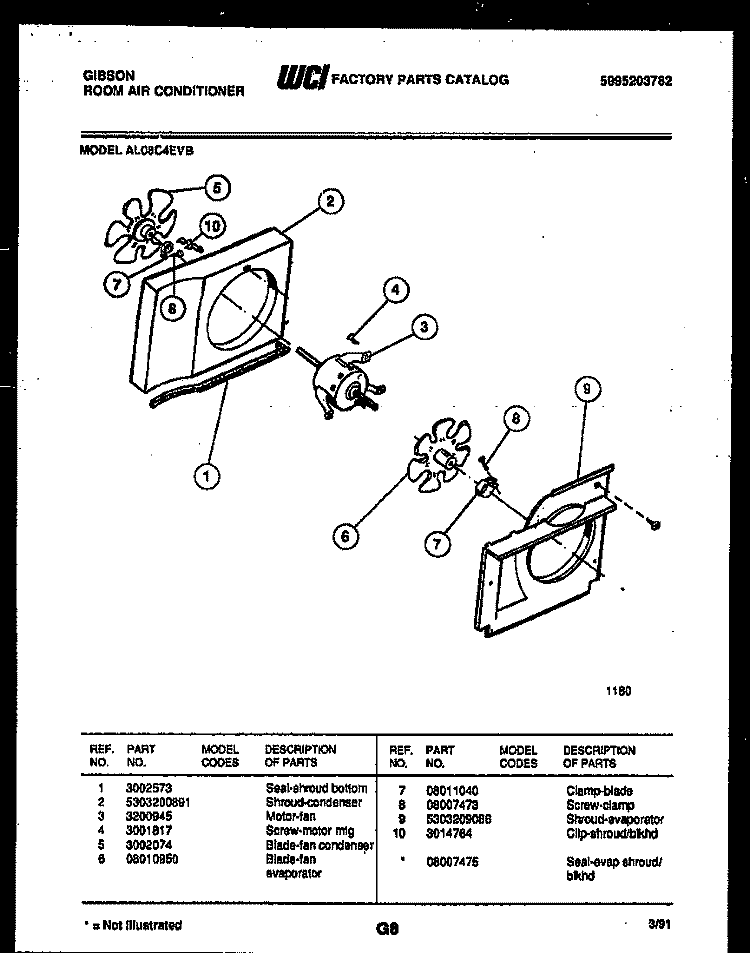 AIR HANDLING PARTS Diagram and Parts List for AL08C4EVB  Gibson Air Conditioner