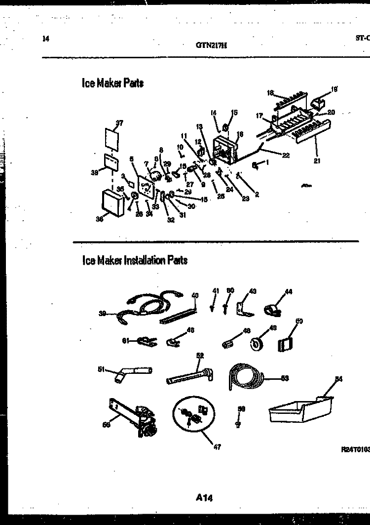 ICE MAKER AND INSTALLATION PARTS Diagram and Parts List for 95-1997-66-04  Tappan Refrigerator