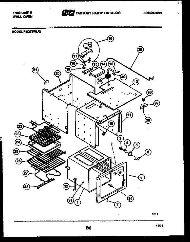 BODY PARTS Diagram and Parts List for REG78WL2  Frigidaire Wall Oven