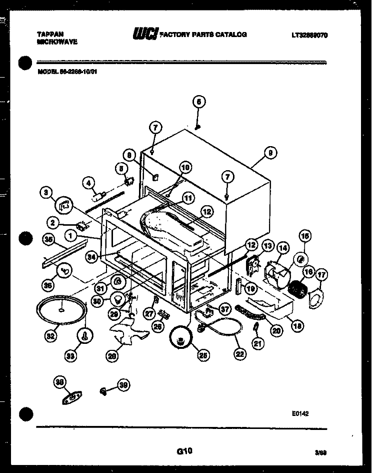 BODY PARTS Diagram and Parts List for 56-2268-10-01  Tappan Microwave
