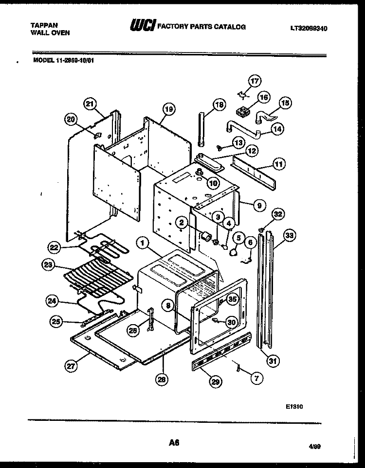 BODY PARTS Diagram and Parts List for 11-2969-00-01  Tappan Wall Oven