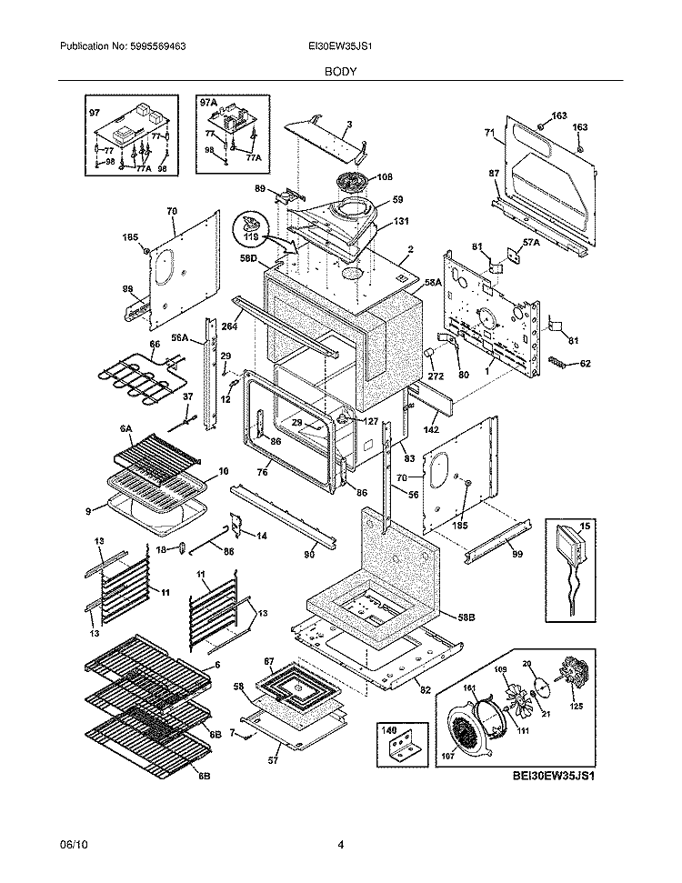 BODY Diagram and Parts List for EI30EW35JS1  Electrolux Wall Oven