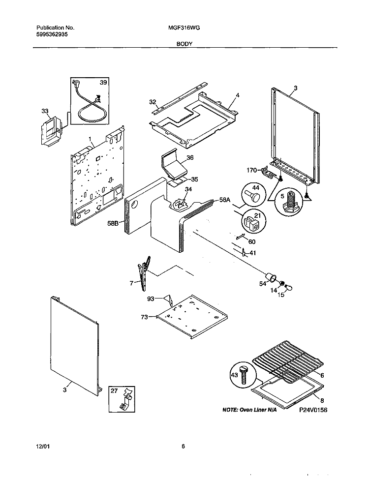 BODY Diagram and Parts List for MGF316WGSK  Uni Range