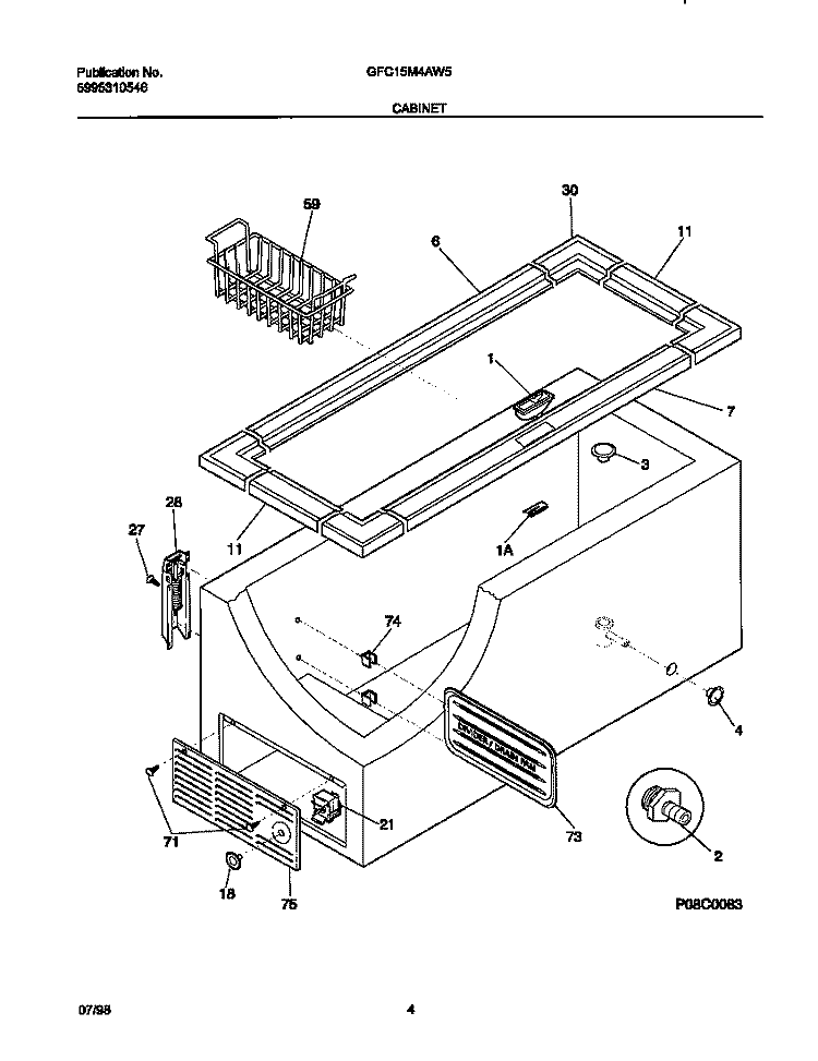 CABINET Diagram and Parts List for GFC15M4AW5  Gibson Freezer
