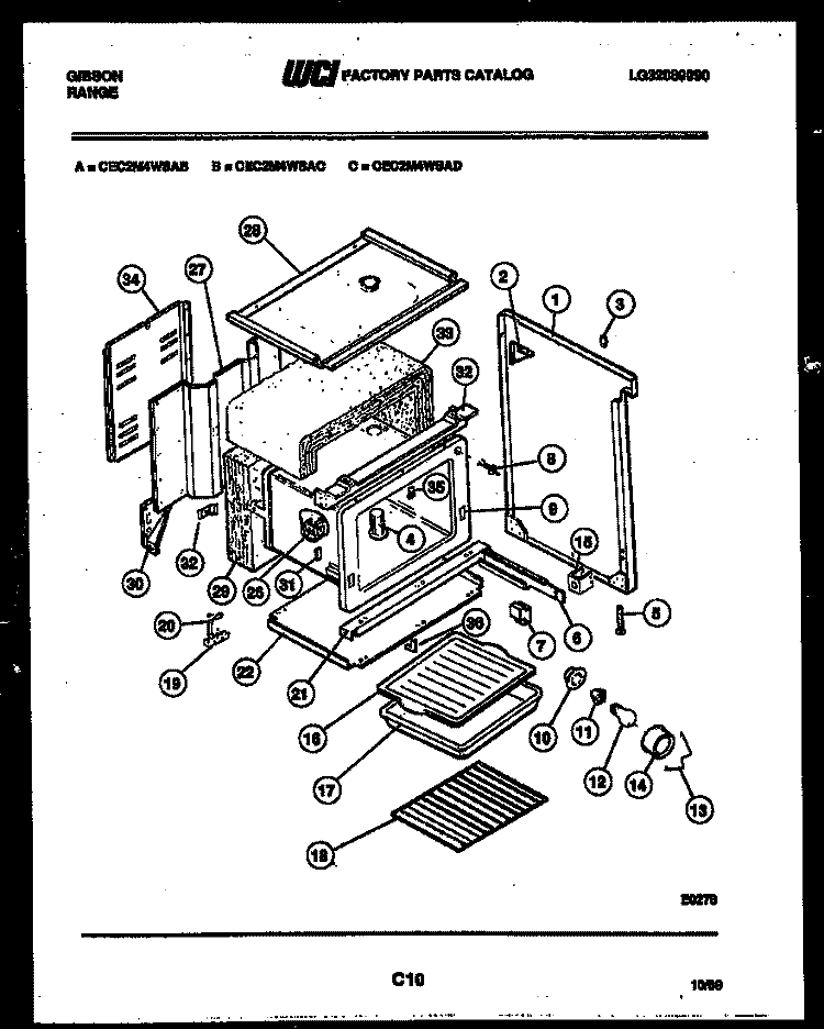 BODY PARTS Diagram and Parts List for CEC2M4WSAD  Gibson Range