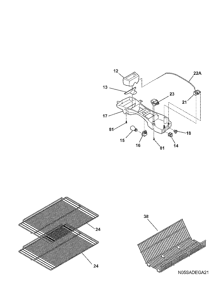 SHELVES Diagram and Parts List for WRT5B1EW4  Westinghouse Refrigerator
