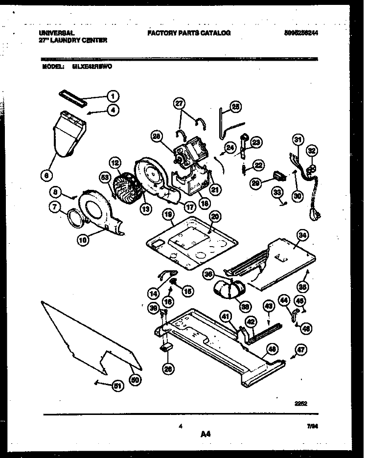 MOTOR, BLOWER AND IDLER ARM ASSEMBL Diagram and Parts List for MLXE42RBWD0  Kelvinator Washer Dryer Combo