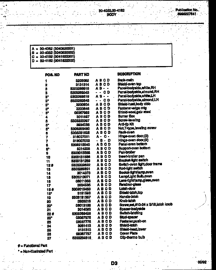 COOKTOP AND DRAWER PARTS Diagram and Parts List for 30-4182-23-01  Tappan Range