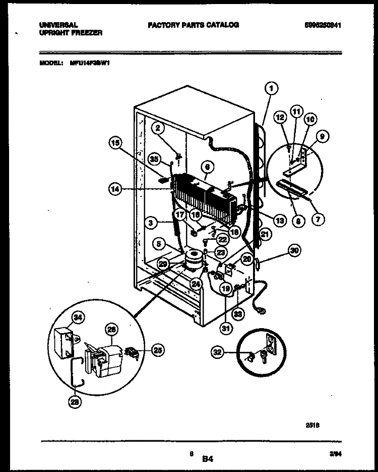 SYSTEM AND AUTOMATIC DEFROST PARTS Diagram and Parts List for MFU14F3BW1  Frigidaire Freezer