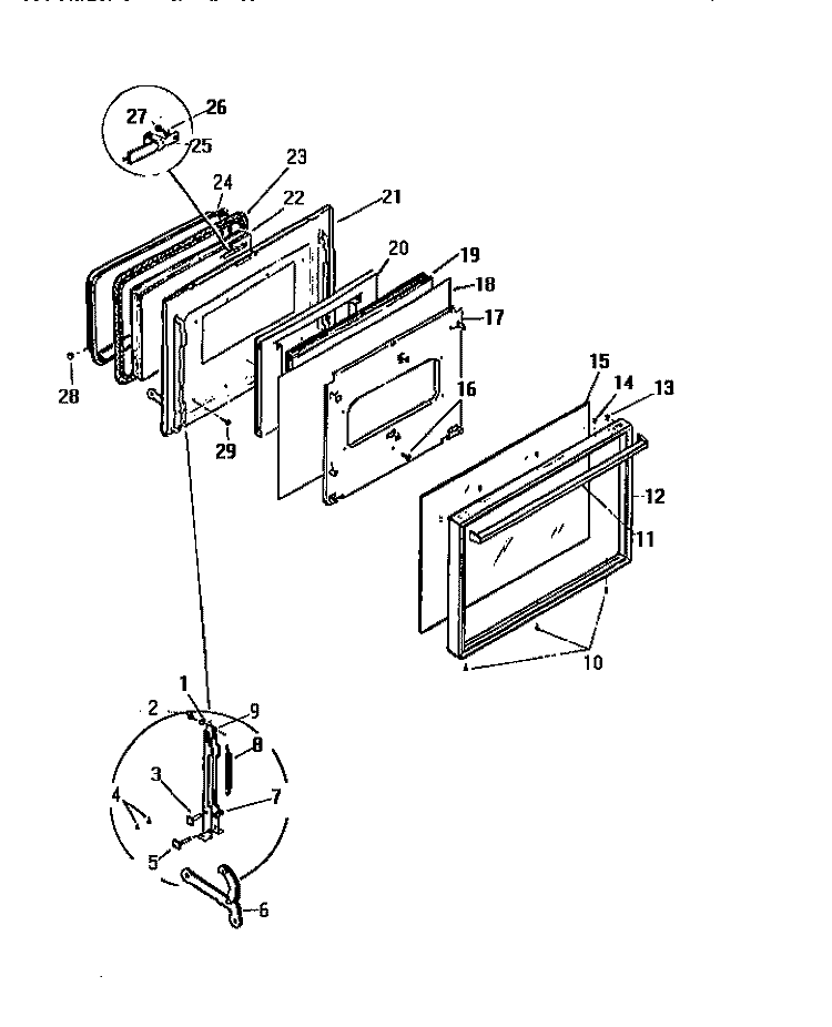 DOOR Diagram and Parts List for KF560GDV3  Frigidaire Range