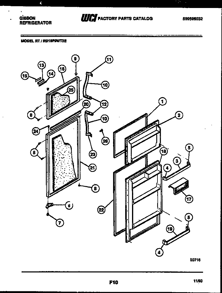 DOOR PARTS Diagram and Parts List for RD19F9WT3E  Gibson Refrigerator